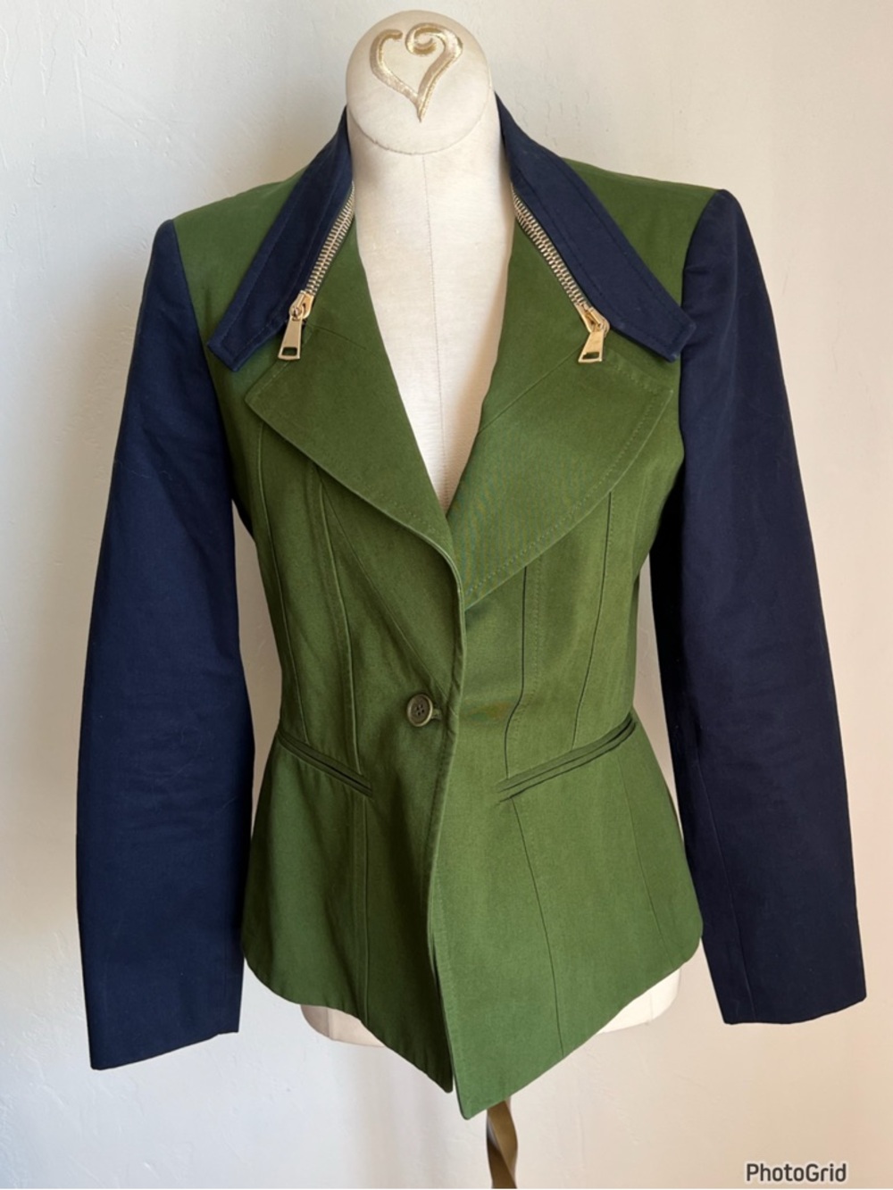 Givenchy Paris Green Navy Moto Zip Jacket Size 40
